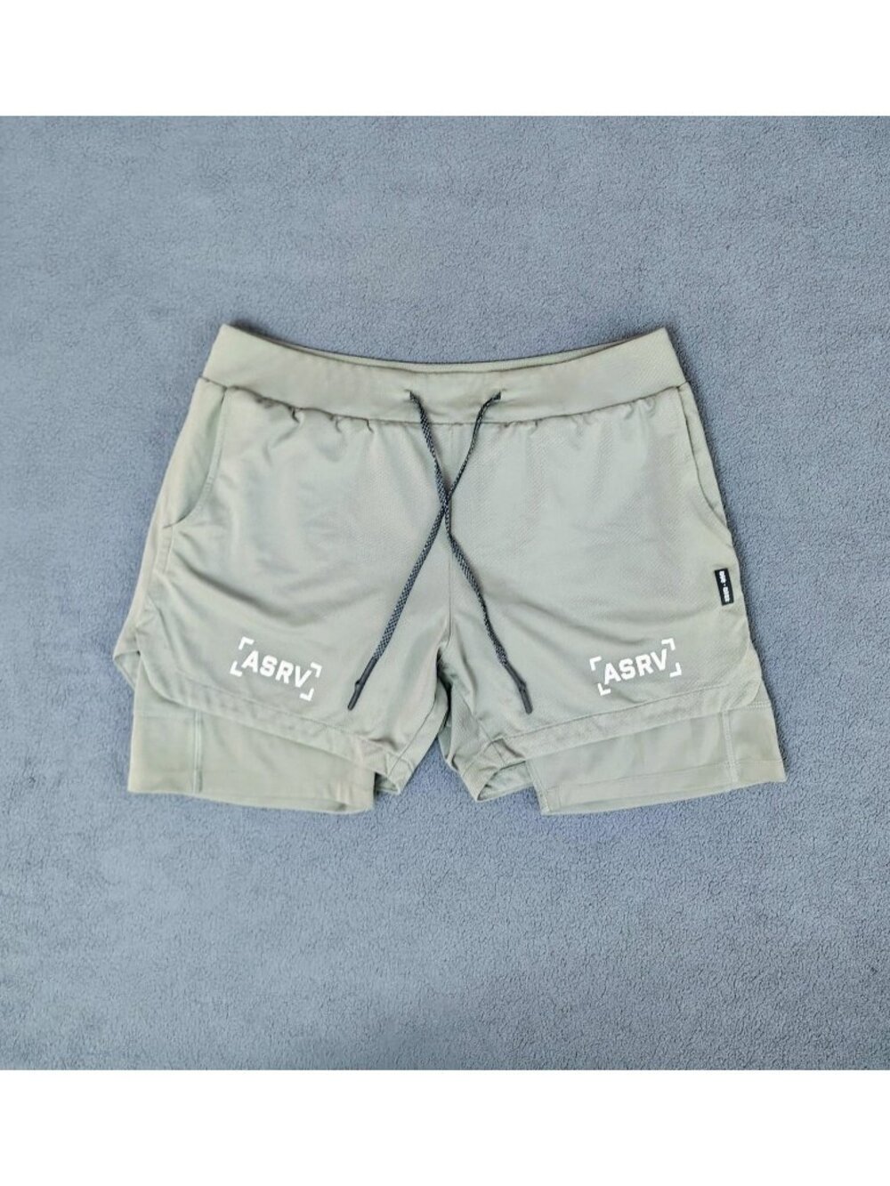 ASRV Mens Tetra-Lite 2-in-1 Training Shorts (L) Liner Green Gym Running